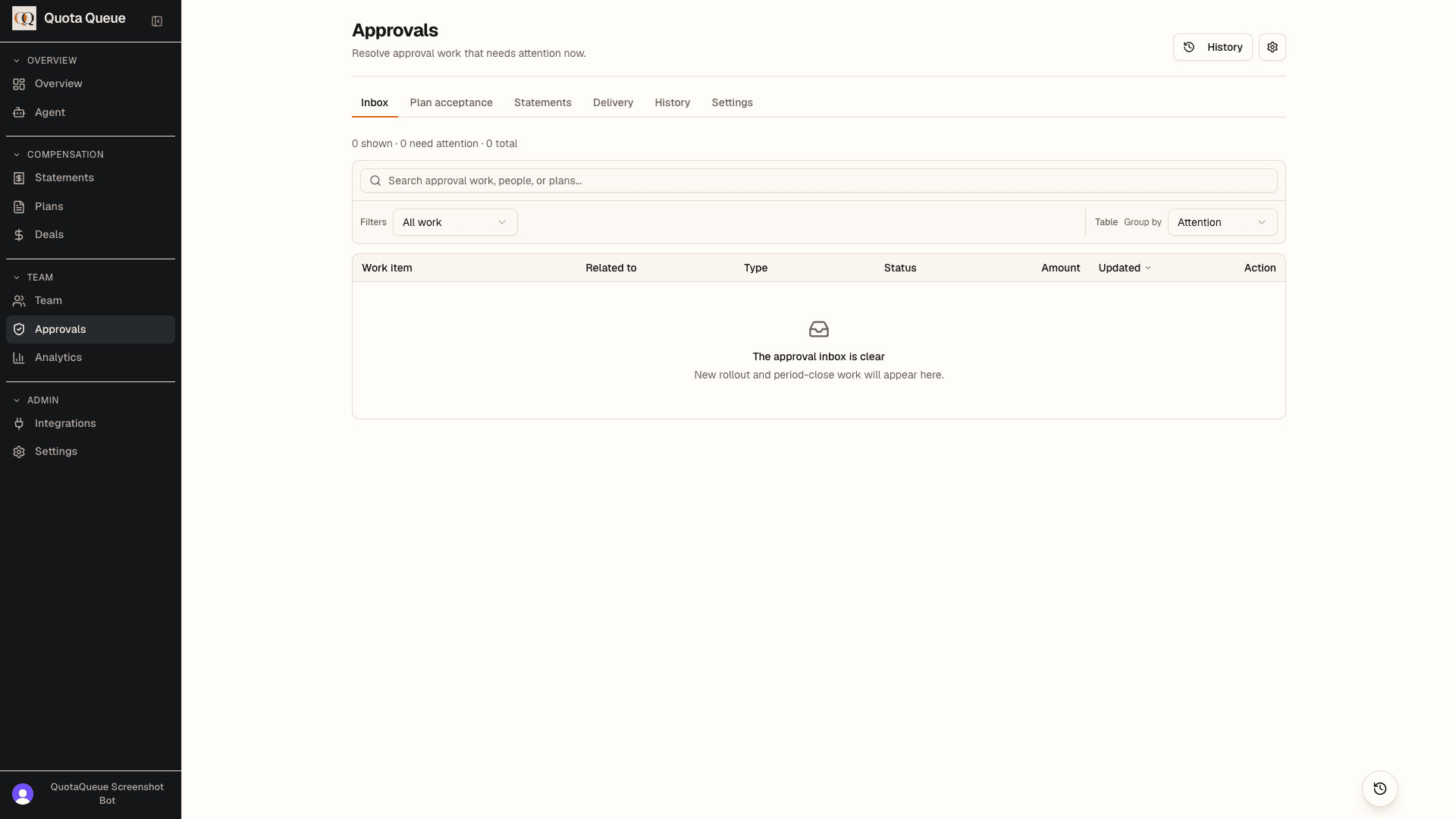 Approvals workspace showing manager review followed by finance approval